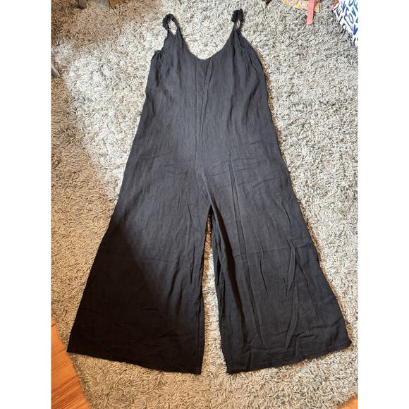 NWT CRISTINA VERGANI Made In Italy Linen Blend Sz M Wide Leg Jumper Black - Picture 8 of 8